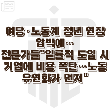 정년 연장과 기업 비용 부담 논쟁을 소개하는 노무뉴스 카드